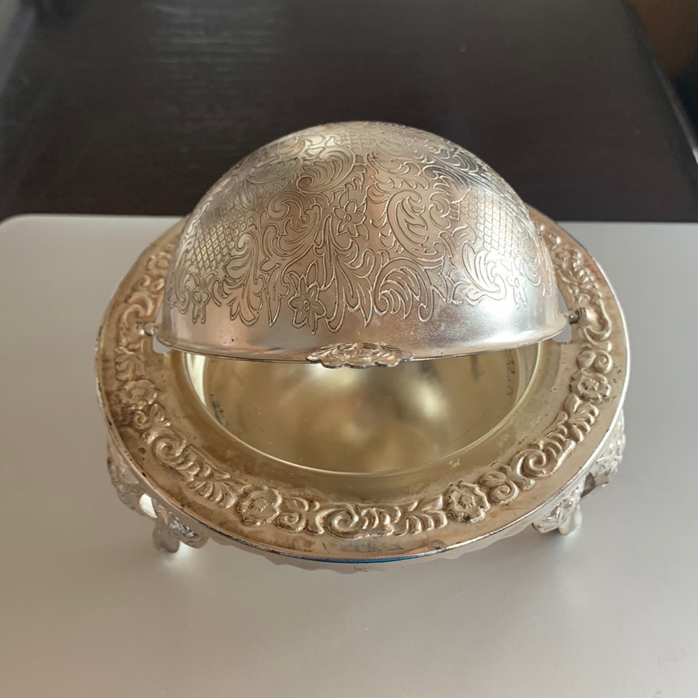 Mayell EP on Steel Covered Butter/Jam Glass Dish Bowl  Made In England